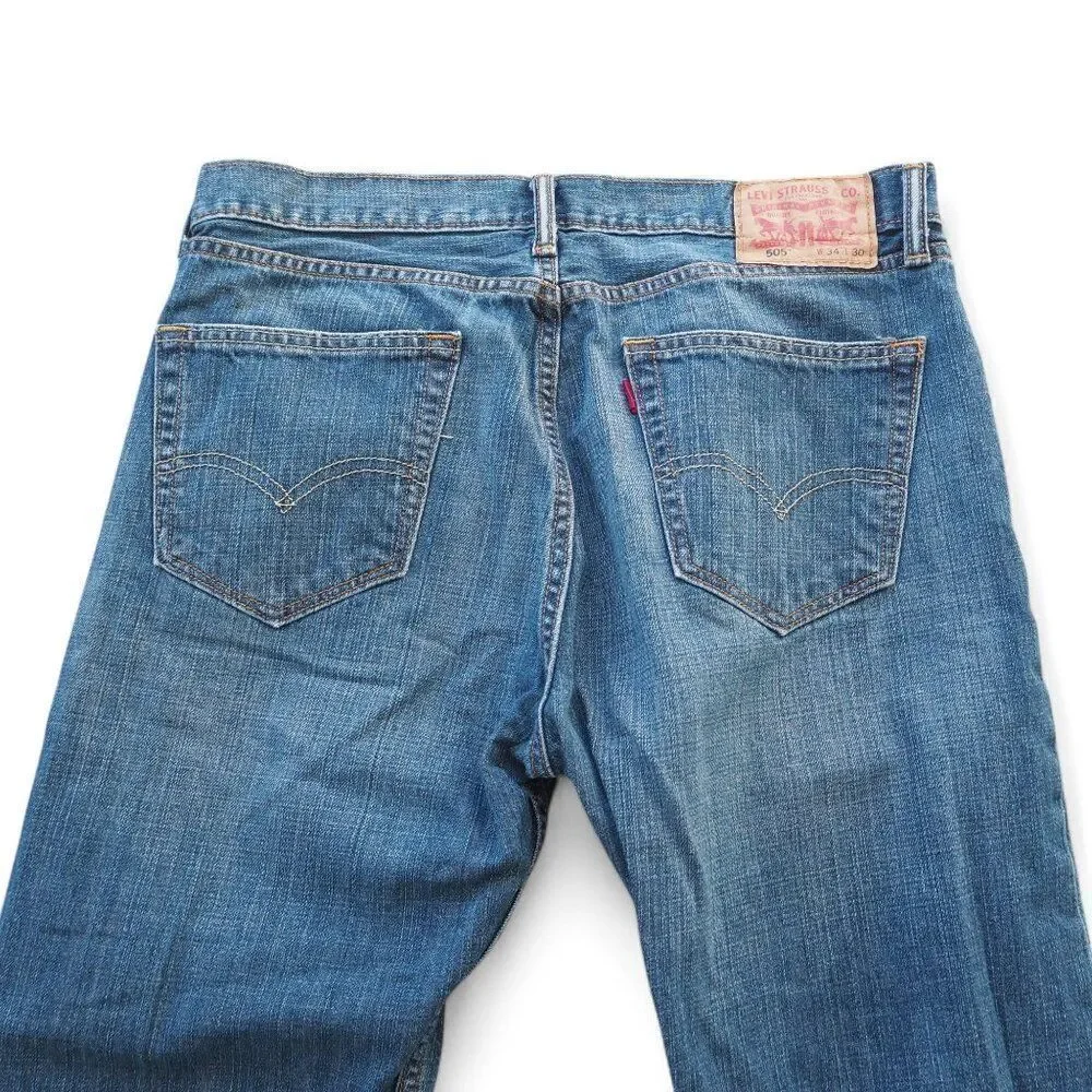 Levi Strauss & Co 505‎ Medium Wash Straight Leg Jeans WPL423 Men's 34 x 30